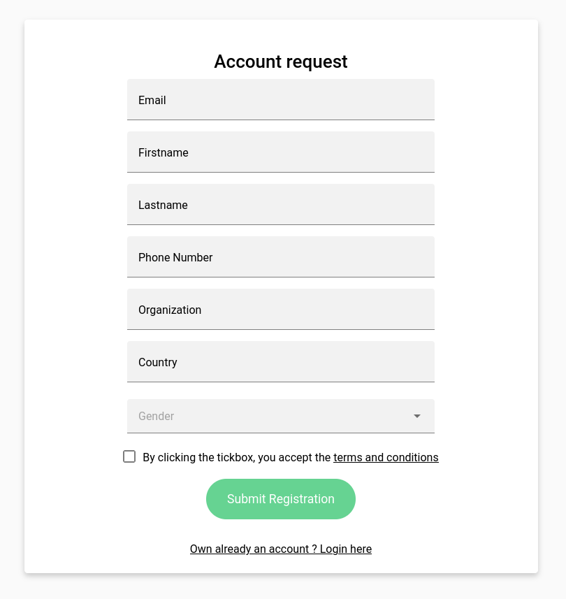 Account request form